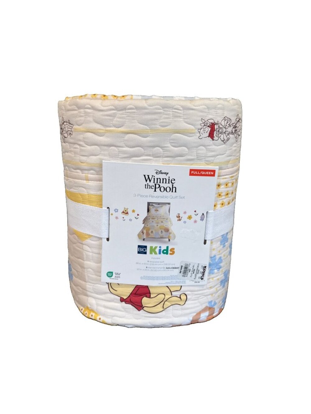 BIG Kids Disney Winnie The Pooh 3 Piece Reversible Quilt Set Full/Queen NWT